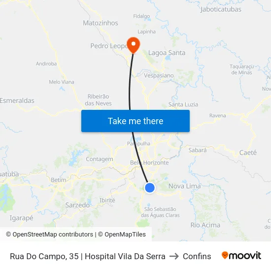 Rua Do Campo, 35 | Hospital Vila Da Serra to Confins map