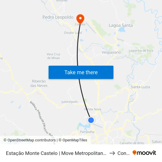 Estação Monte Castelo | Move Metropolitano - Sentido Bairro to Confins map