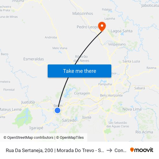 Rua Da Sertaneja, 200 | Morada Do Trevo - Sentido Betim to Confins map