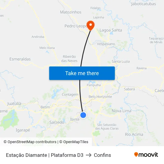 Estação Diamante | Plataforma D3 to Confins map