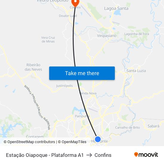 Estação Oiapoque - Plataforma A1 to Confins map