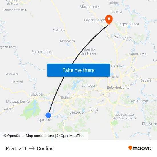 Rua I, 211 to Confins map