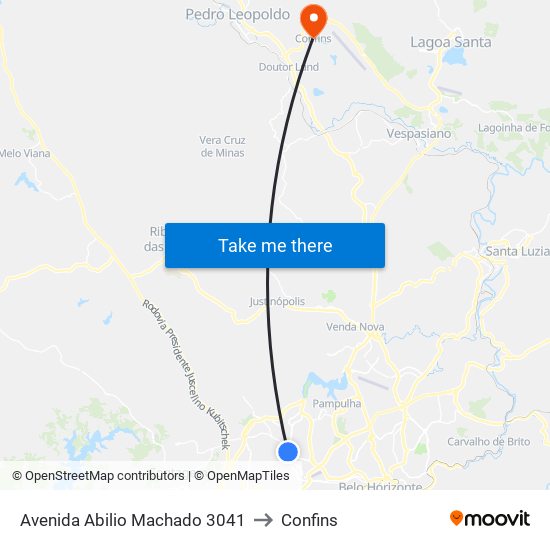 Avenida Abilio Machado 3041 to Confins map