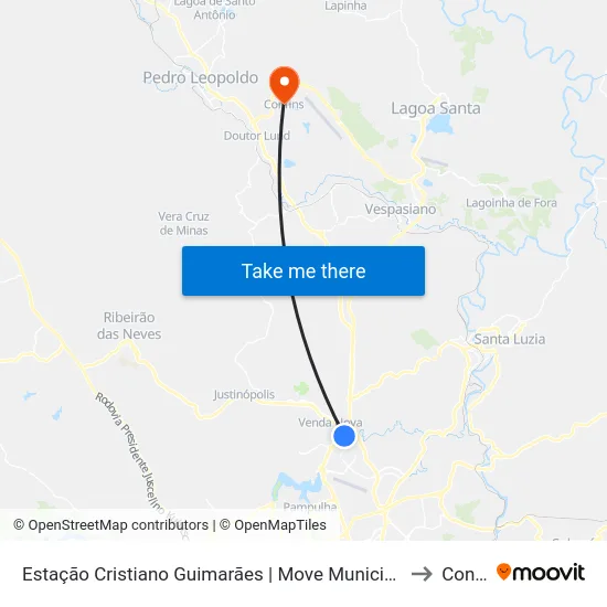 Estação Cristiano Guimarães | Move Municipal - Sentido Centro to Confins map