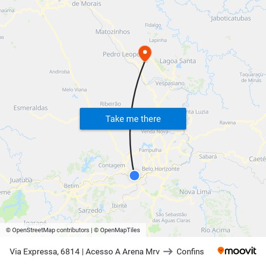 Via Expressa, 6814 | Acesso A Arena Mrv to Confins map