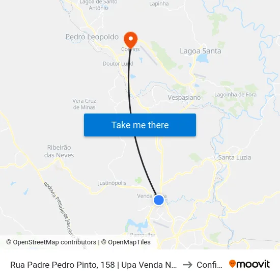 Rua Padre Pedro Pinto, 158 | Upa Venda Nova to Confins map