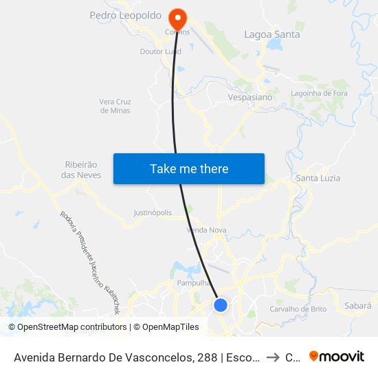 Avenida Bernardo De Vasconcelos, 288 | Escola Professora Eleonora Pierucetti 1 (Oposto A Localiza) to Confins map