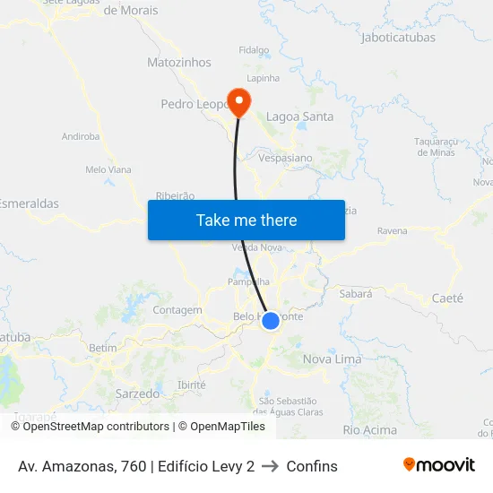 Av. Amazonas, 760 | Edifício Levy 2 to Confins map