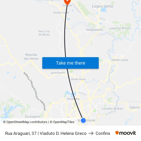 Rua Araguari, 37 | Viaduto D. Helena Greco to Confins map