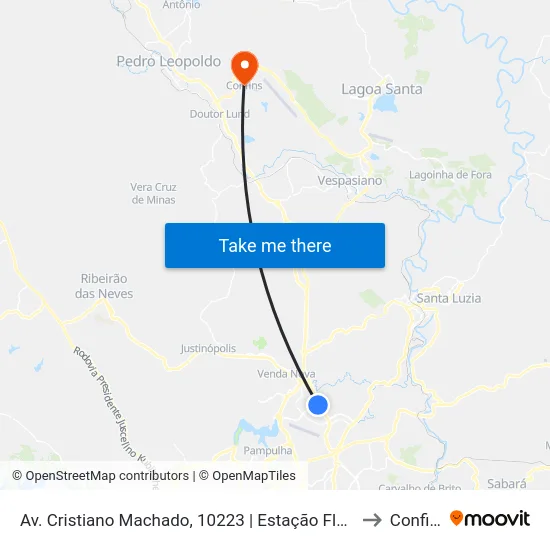 Av. Cristiano Machado, 10223 | Estação Floramar to Confins map