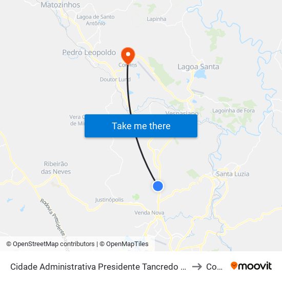 Cidade Administrativa Presidente Tancredo Neves | Edifício Minas to Confins map