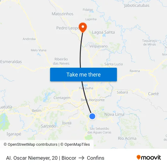 Al. Oscar Niemeyer, 20 | Biocor to Confins map