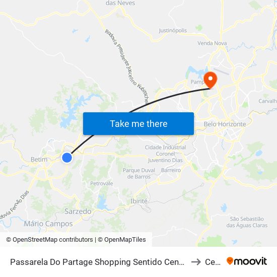 Passarela Do Partage Shopping Sentido Centro De Betim/Br-381 to Cemig map