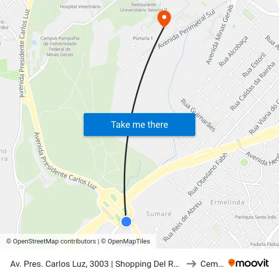 Av. Pres. Carlos Luz, 3003 | Shopping Del Rey 1 to Cemig map