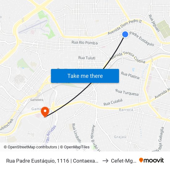 Rua Padre Eustáquio, 1116 | Contaexata E Oposto A Padaria Pão & Mantimentos to Cefet-Mg - Campus VI map