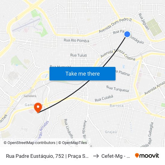 Rua Padre Eustáquio, 752 | Praça São Francisco Das Chagas to Cefet-Mg - Campus VI map