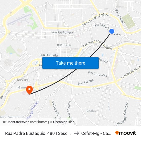 Rua Padre Eustáquio, 480 | Sesc Carlos Prates to Cefet-Mg - Campus VI map