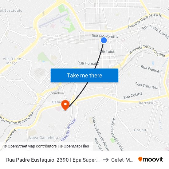 Rua Padre Eustáquio, 2390 | Epa Supermercados E Oposto A Igreja Padre Eustáquio to Cefet-Mg - Campus VI map