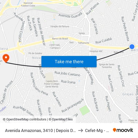 Avenida Amazonas, 3410 | Depois Da Esquina Com Rua Turfa to Cefet-Mg - Campus VI map