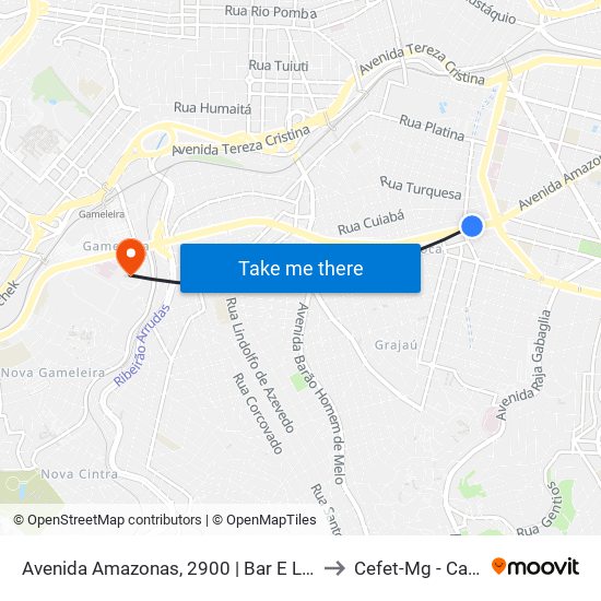 Avenida Amazonas, 2900 | Bar E Lanchonete A.F.R. to Cefet-Mg - Campus VI map