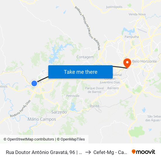 Rua Doutor Antônio Gravatá, 96 | Álvim Barbosa to Cefet-Mg - Campus VI map