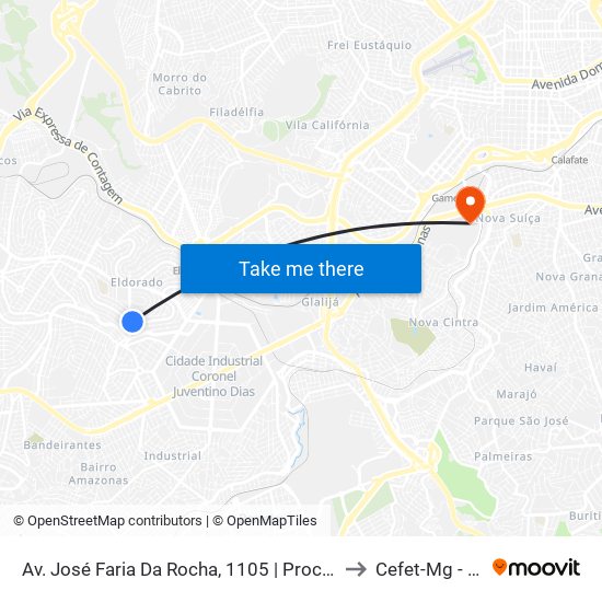 Av. José Faria Da Rocha, 1105 | Procon Contagem Sentido Metrô to Cefet-Mg - Campus VI map