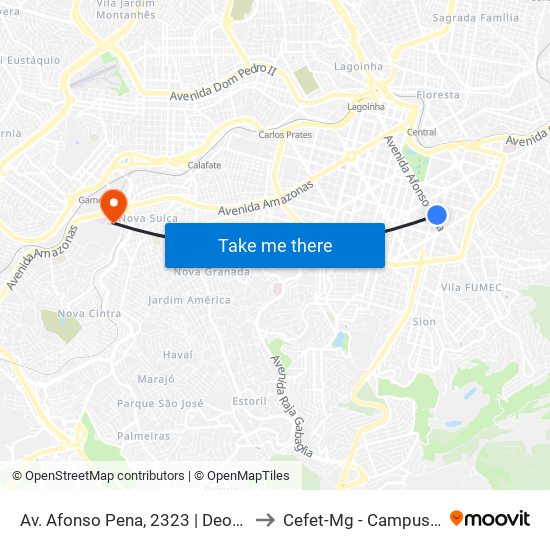 Av. Afonso Pena, 2323 | Deoesp to Cefet-Mg - Campus VI map