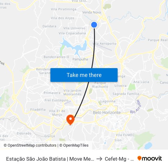 Estação São João Batista | Move Metropolitano - Sentido Centro to Cefet-Mg - Campus VI map