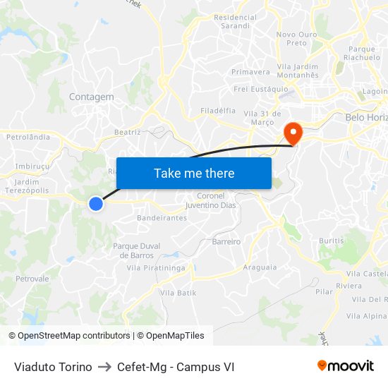 Viaduto Torino to Cefet-Mg - Campus VI map