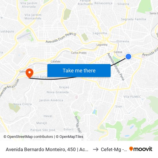 Avenida Bernardo Monteiro, 450 | Acesso À Estação Bernardo Monteiro to Cefet-Mg - Campus VI map