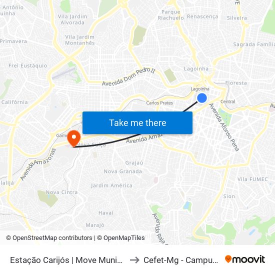 Estação Carijós | Move Municipal to Cefet-Mg - Campus VI map