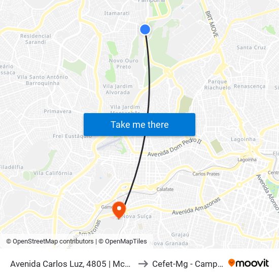 Avenida Carlos Luz, 4805 | Mcdonald's to Cefet-Mg - Campus VI map