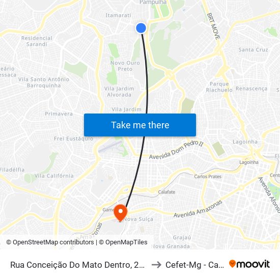Rua Conceição Do Mato Dentro, 258 | Bem Ortifruti to Cefet-Mg - Campus VI map