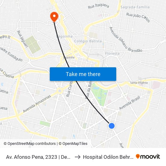 Av. Afonso Pena, 2323 | Deoesp to Hospital Odilon Behrens map