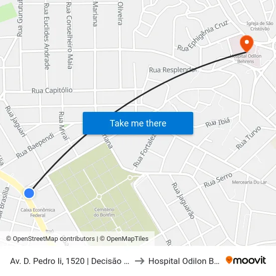 Av. D. Pedro Ii, 1520 | Decisão Atacarejo to Hospital Odilon Behrens map