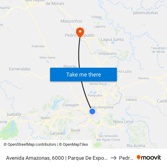 Avenida Amazonas, 6000 | Parque De Exposições Da Gameleira/Expominas E Oposto Ao Cefet-Mg Campus VI to Pedro Leopoldo map