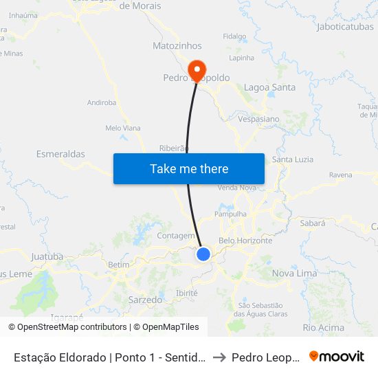 Estação Eldorado | Ponto 1 - Sentido Bairro to Pedro Leopoldo map