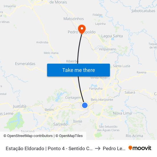 Estação Eldorado | Ponto 4 - Sentido Cid. Industrial/Barreiro to Pedro Leopoldo map
