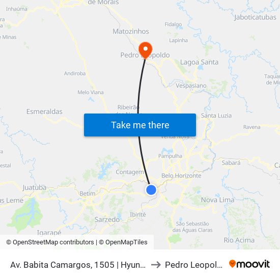 Av. Babita Camargos, 1505 | Hyundai to Pedro Leopoldo map