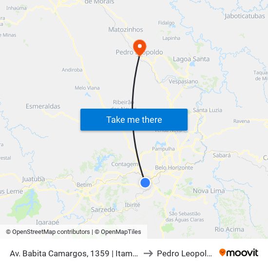 Av. Babita Camargos, 1359 | Itambé to Pedro Leopoldo map