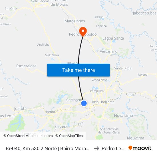 Br-040, Km 530,2 Norte | Bairro Morada Nova - Trincheira to Pedro Leopoldo map