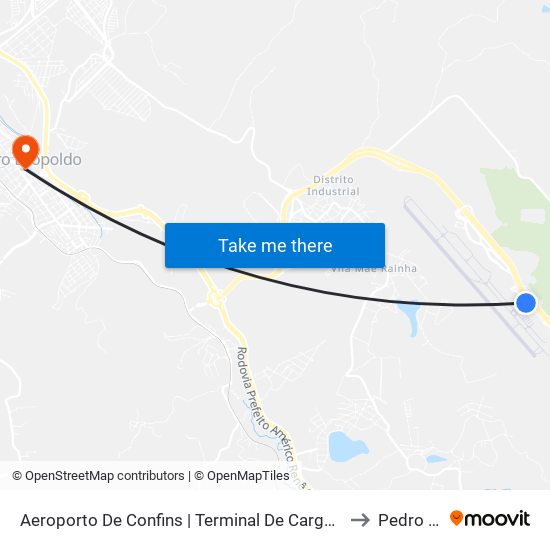 Aeroporto De Confins | Terminal De Cargas - Sentido Belo Horizonte/Lagoa Santa to Pedro Leopoldo map