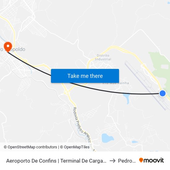Aeroporto De Confins | Terminal De Cargas - Sentido Pedro Leopoldo/Cidade De Confins to Pedro Leopoldo map