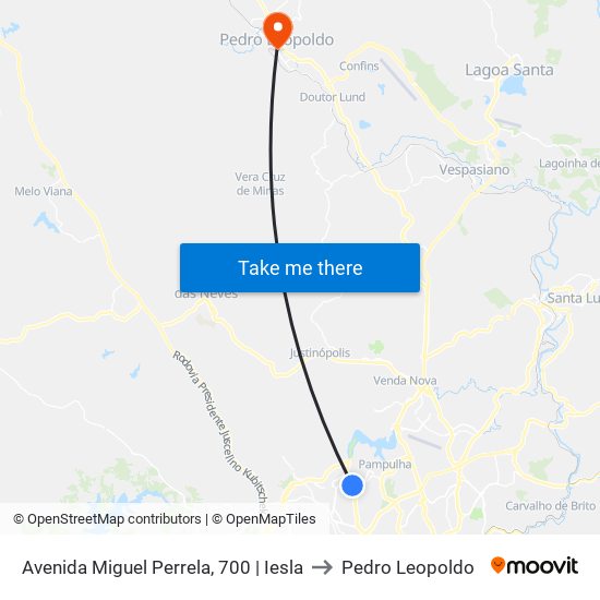 Avenida Miguel Perrela, 700 | Iesla to Pedro Leopoldo map