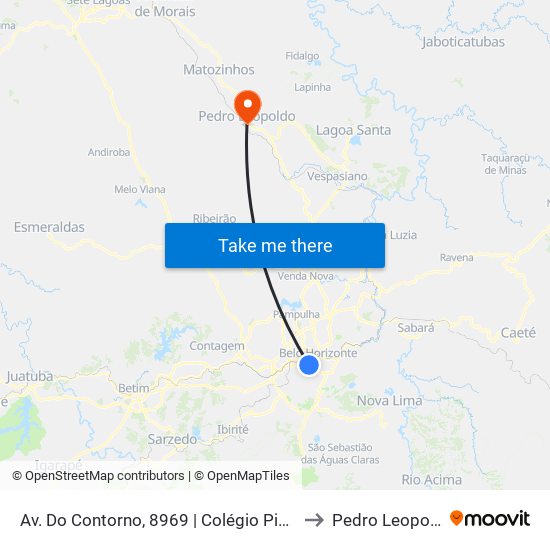 Av. Do Contorno, 8969 | Colégio Pio XII 4 to Pedro Leopoldo map