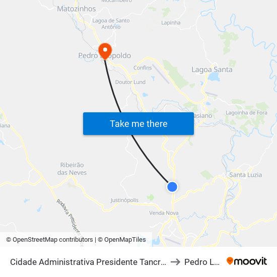 Cidade Administrativa Presidente Tancredo Neves | Edifício Minas to Pedro Leopoldo map