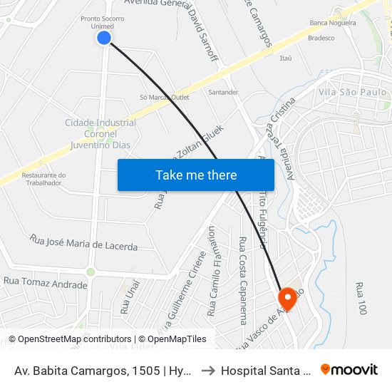 Av. Babita Camargos, 1505 | Hyundai to Hospital Santa Rita map