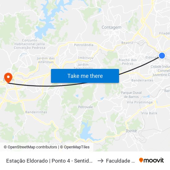 Estação Eldorado | Ponto 4 - Sentido Cid. Industrial/Barreiro to Faculdade Pitágoras map