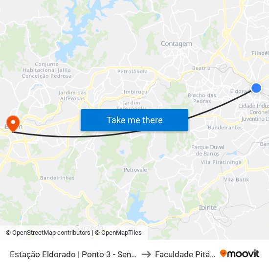 Estação Eldorado | Ponto 3 - Sentido Bairro to Faculdade Pitágoras map