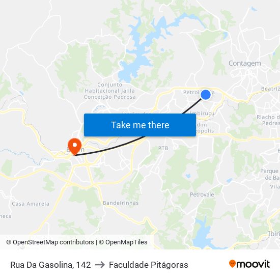 Rua Da Gasolina, 142 to Faculdade Pitágoras map